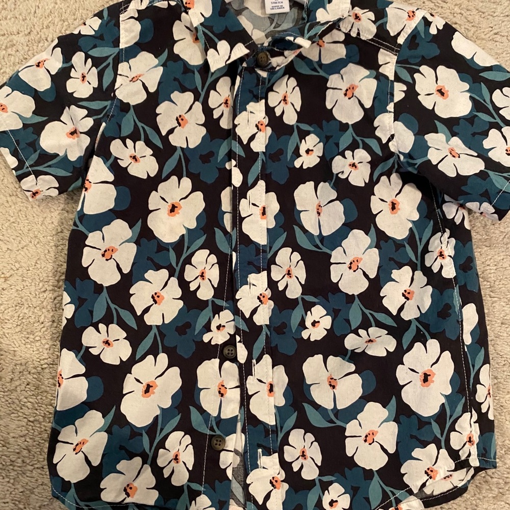 4/$12 Boys button down floral shirt